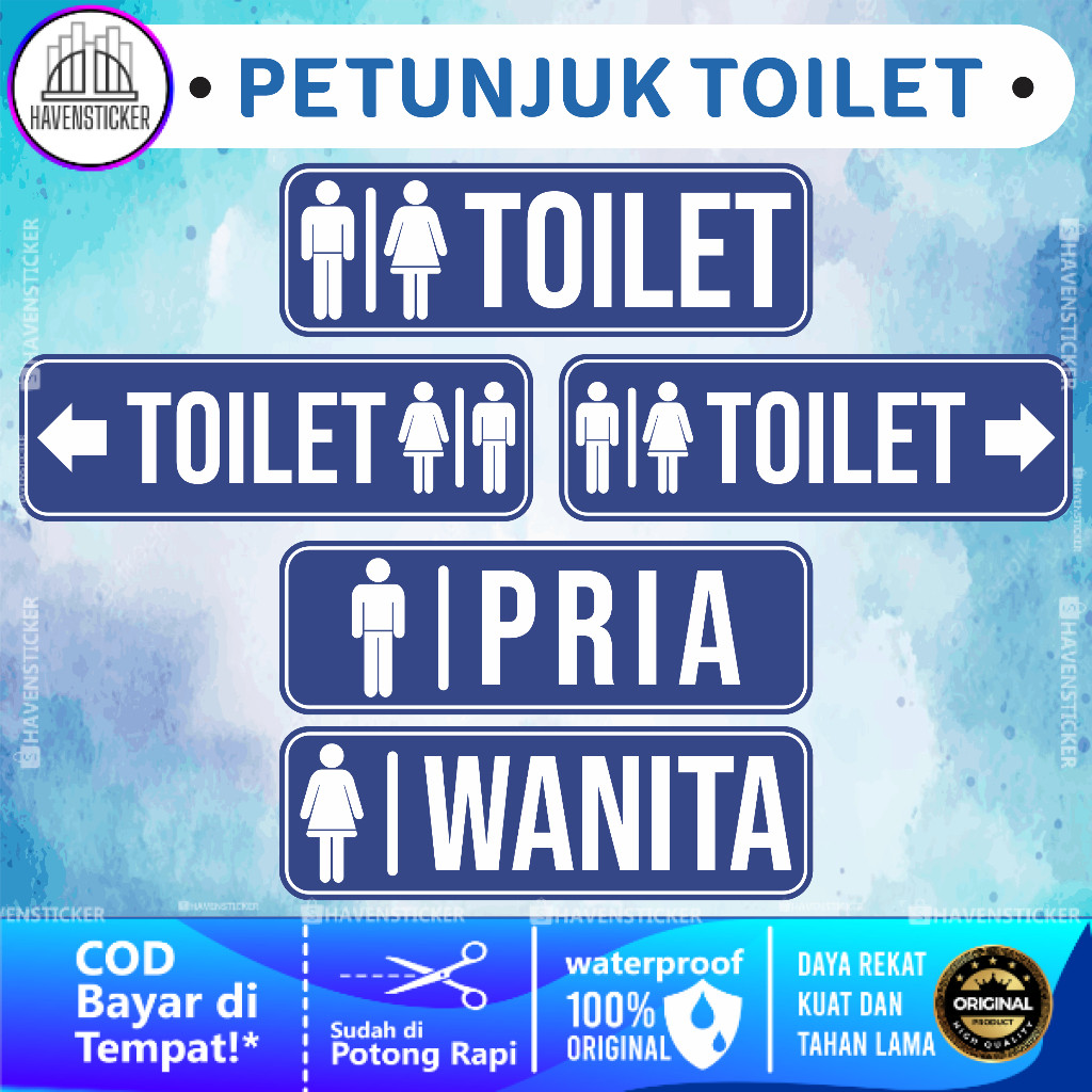 

Stiker Vinyl Petunjuk Toilet Anti Air Laminasi Kilat