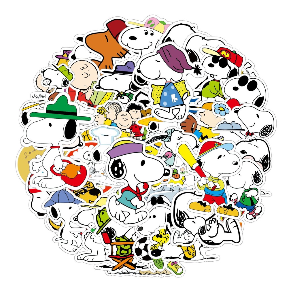 

50 Pcs Sticker Snoopy Vinyl Waterproof untuk Tempelan Laptop Tumbler HP Koper DIY [17]