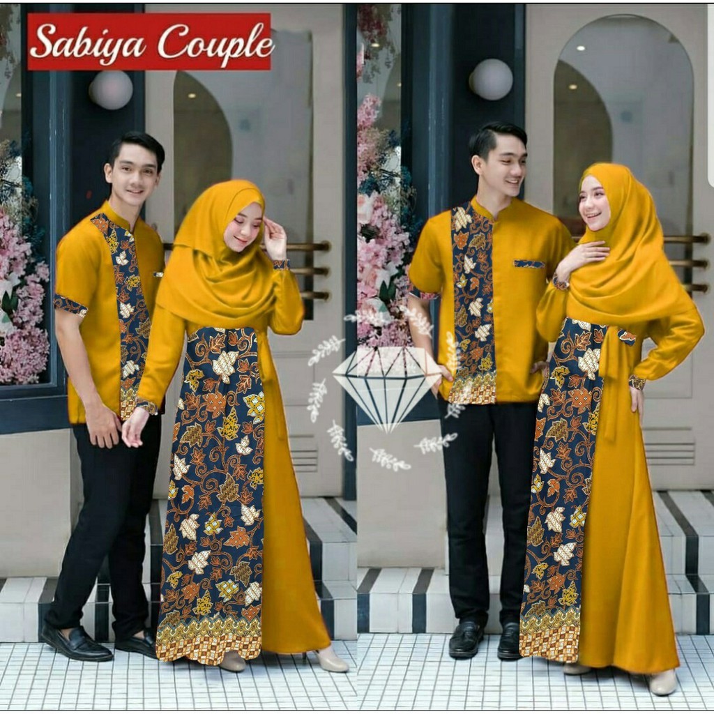 BMG-CP MAXI SABIYA BATIK Sarimbit Couple Terbaru Lebaran 2025 Kemeja Koko Dan Gamis 2 Kombinasi Polo