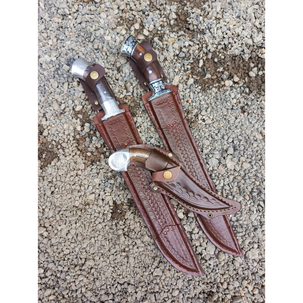 GOLOK SEMBELIH DAN PISAU HSS DURALIUM SARUNG KULIT