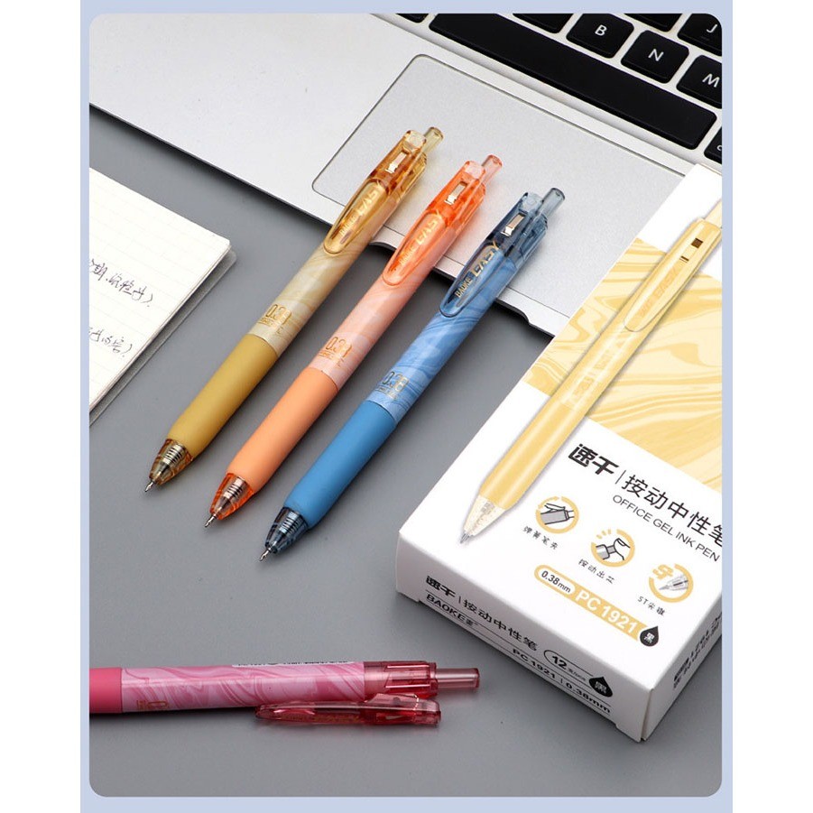 

Pena gel Baoke pena gel yang dapat ditarik tinta hitam 0.38mm PC1921