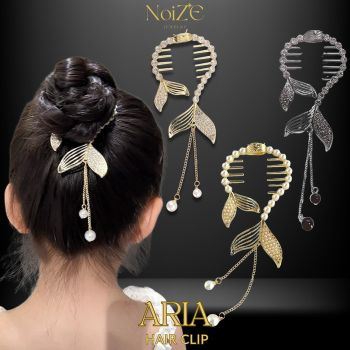 NoiZE ARIA – Jepit Rambut Korea Sanggul Ponytail Konde Anak Wanita Dewasa Mutiara Fish Tail Mermaid