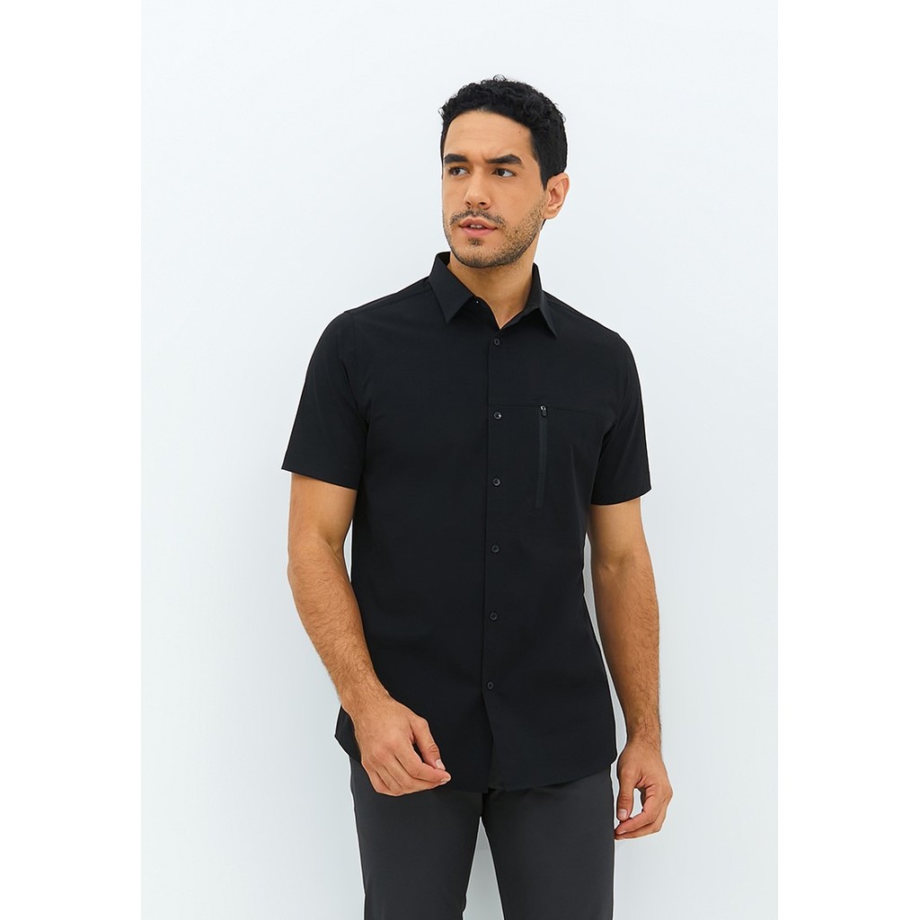 Jobb Rockton Kemeja Pria Lengan Pendek Slim Fit Hitam