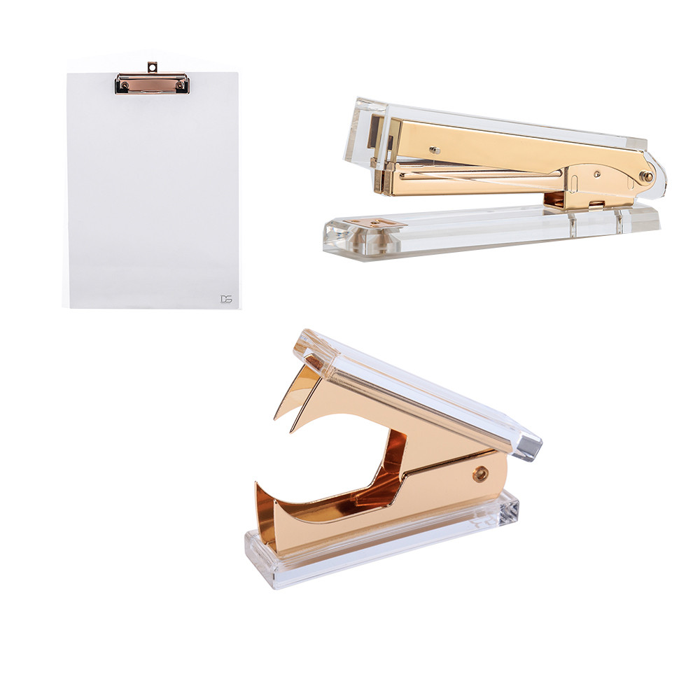 

Acrylic Gold Stapler 1) Staple Remover 1Acrylic Clipboard Acrylic Gold Desktop Stationery Series)