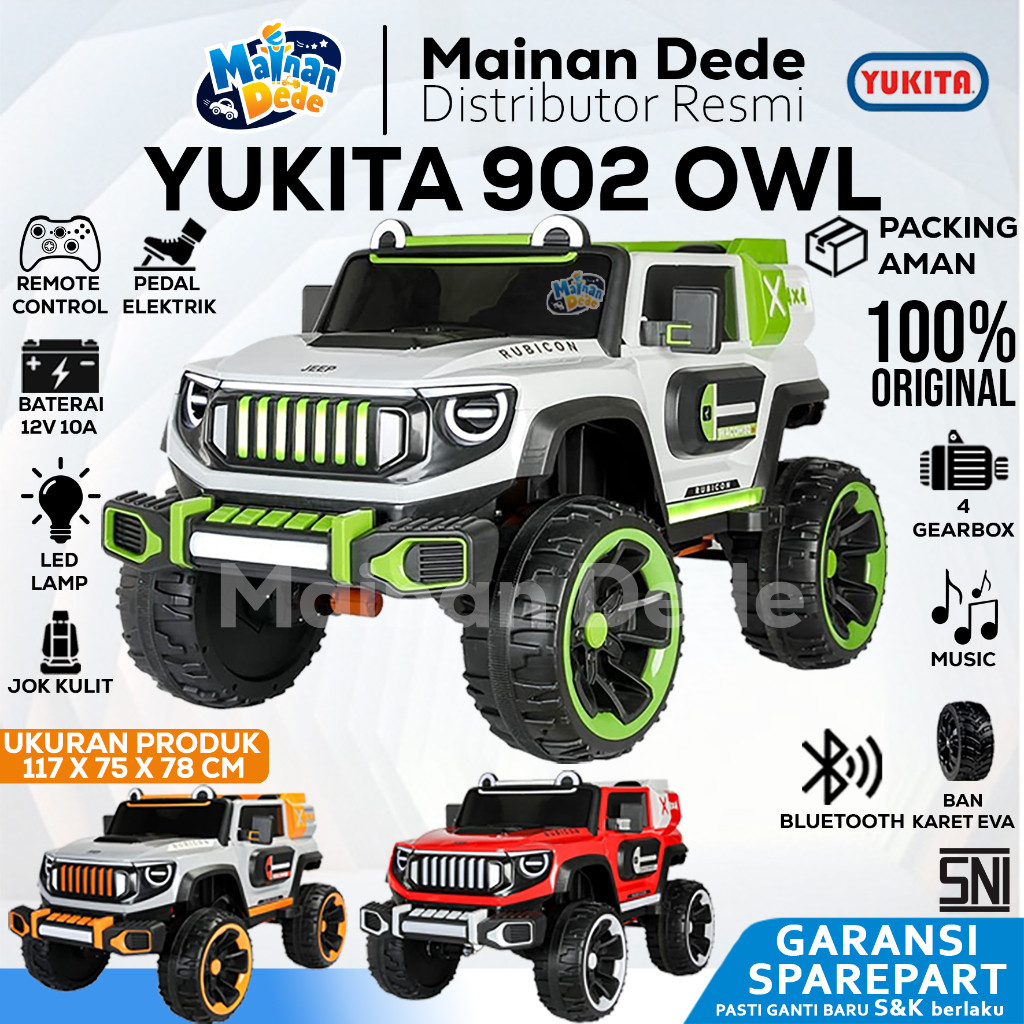 Mainan Mobil Aki Anak Yukita 902 OWL BAN KARET JOK KULIT