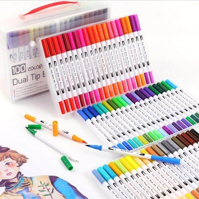 

Dual Tip Pulpen Sikat Warna Sketsa Menggambar Manga Dual Head spidol Warna Air Pena untuk Menggambar Animasi Mewarnai Book