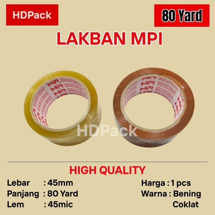 

( READY BATAM ) 80 yard FULL Lakban Bening - Lakban Coklat MPI 80 yard Satuan / Perpcs Instant Delivery - BENING 80 YARD