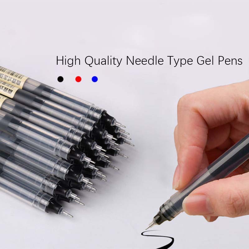 

10Pcs/box High Quality Needle Type Gel Pens Straight Liquid Ballpoint Pen Kawaii Stationery School Office Supplies Writing