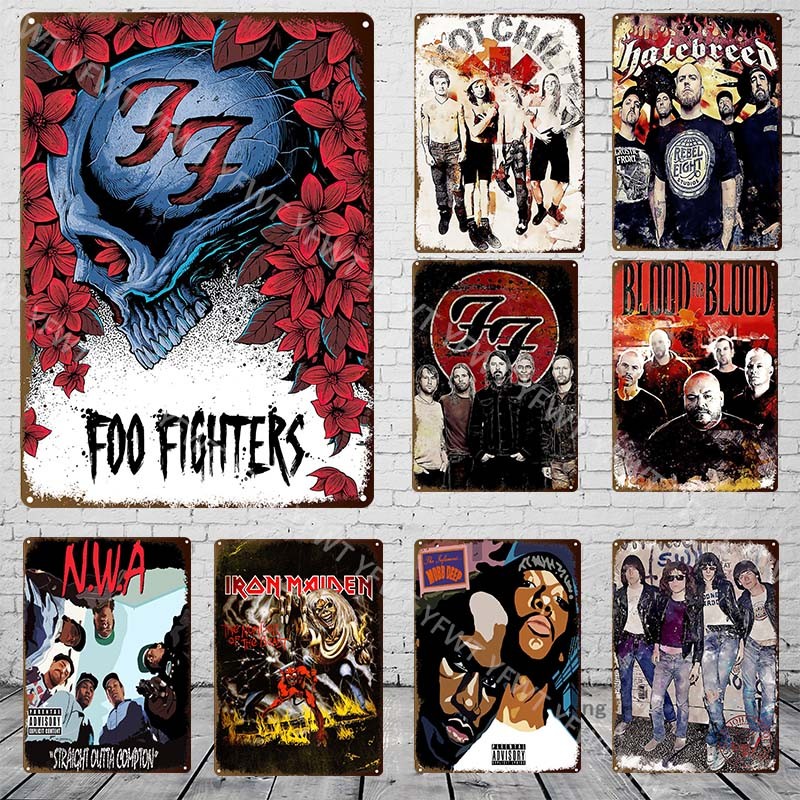 

Retro Music Band Poster Metal Plaque Tin Sign Vintage Rock N Roll Plate For Home Bar Decorative Stickers Living Room Wall Decor