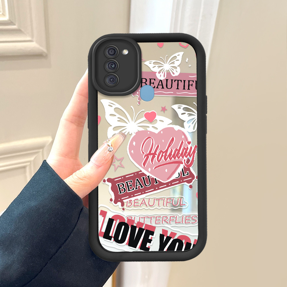Casing Cinta Untuk For Compitable With Samsung A11 M11 Terkini Cermin Butterfly Heart Mirror Phone C