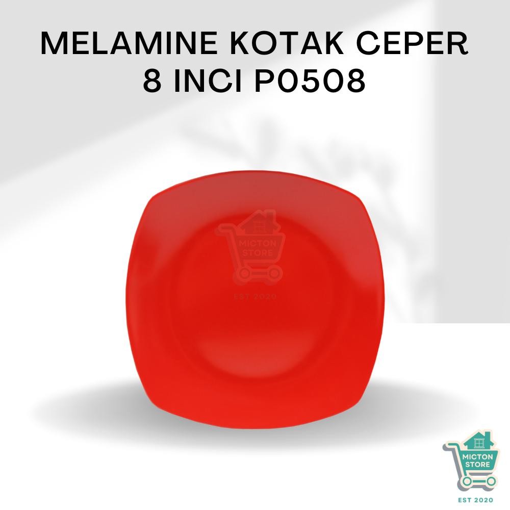 MICTON Premium Melamine Piring Kotak Ceper 8 Inch P0508 Piring Kotak Ceper Pinggan Kotak Datar Wadah