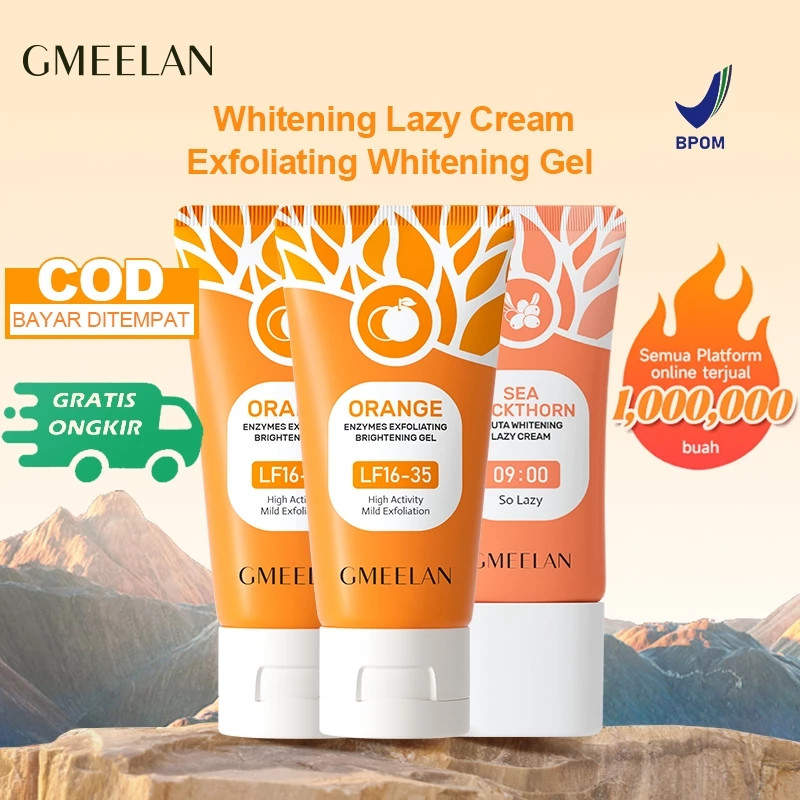 3pcs GMEELAN Whitenin Lazy Cream Exfoliating Whitening Gel Orange Enzyme Brighten LowF16-35 Day Crea