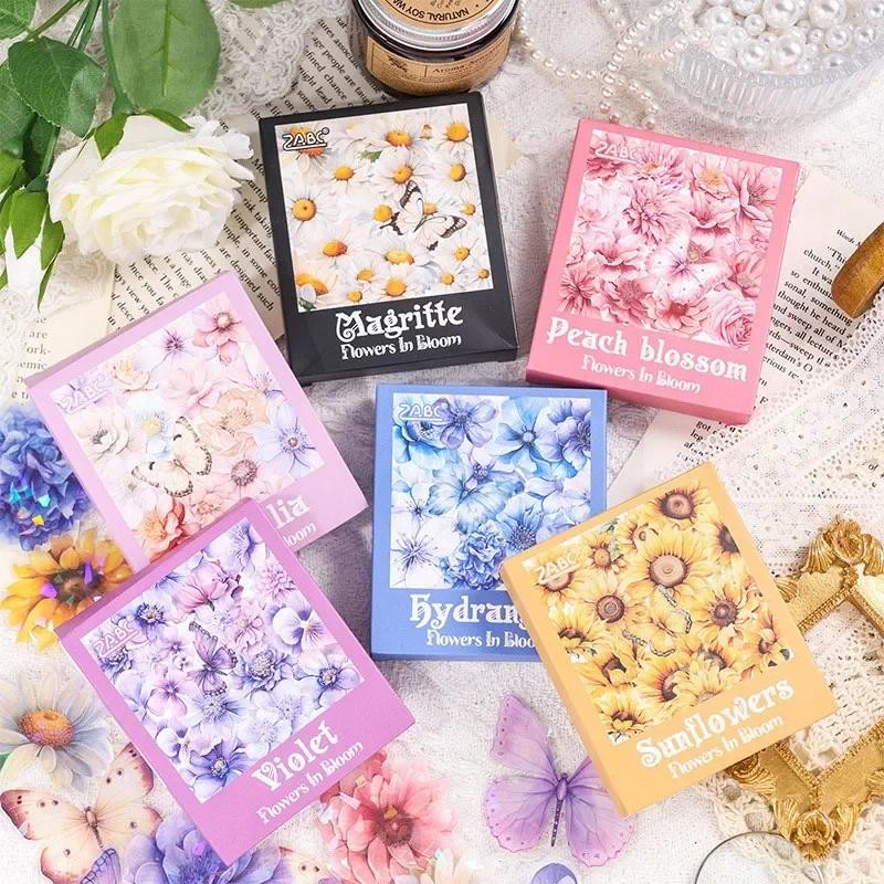 

60pcs/pack PET Flowers Stickers Collage Scrapbooking Materials Decor Junk Journal Stationery Aesthetics