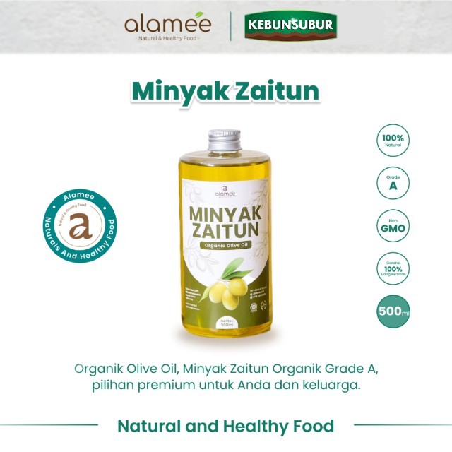 

ALAMEE Minyak Zaitun Olive Oil Extra Virgin Untuk Diminum Organic Organik Murni Masak EVOO 500ml Kebunsubur