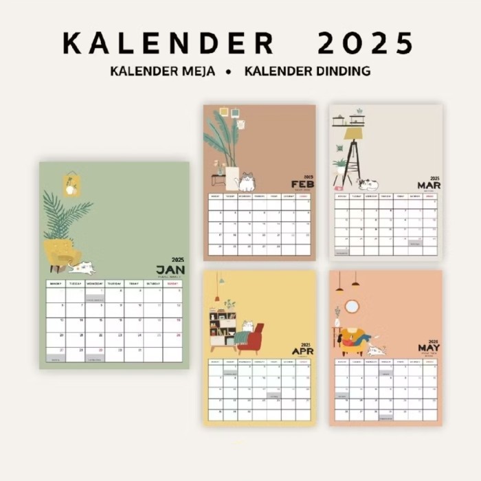 

Andma Kalender 2025 Aesthetic Dinding Meja - Dinding