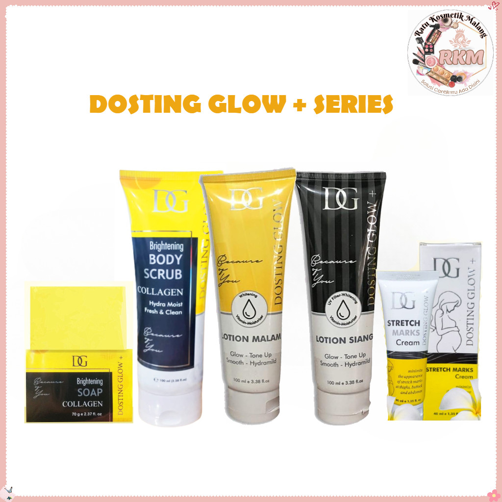 DOSTING GLOW + Whitening Tone Up | Lotion Siang Malam | Sabun | Body Scrub | Stretchmark Cream
