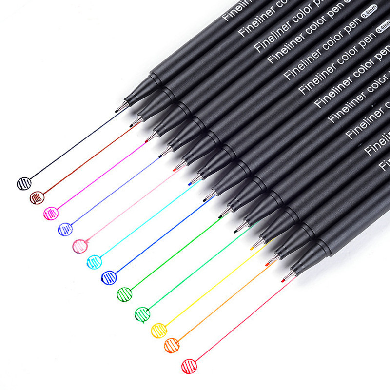 

12 PCS Fineliner marker pen Manga color pen for lettering 0.4 mm Art Sketch Journaling Watercolor School supplies Stationery