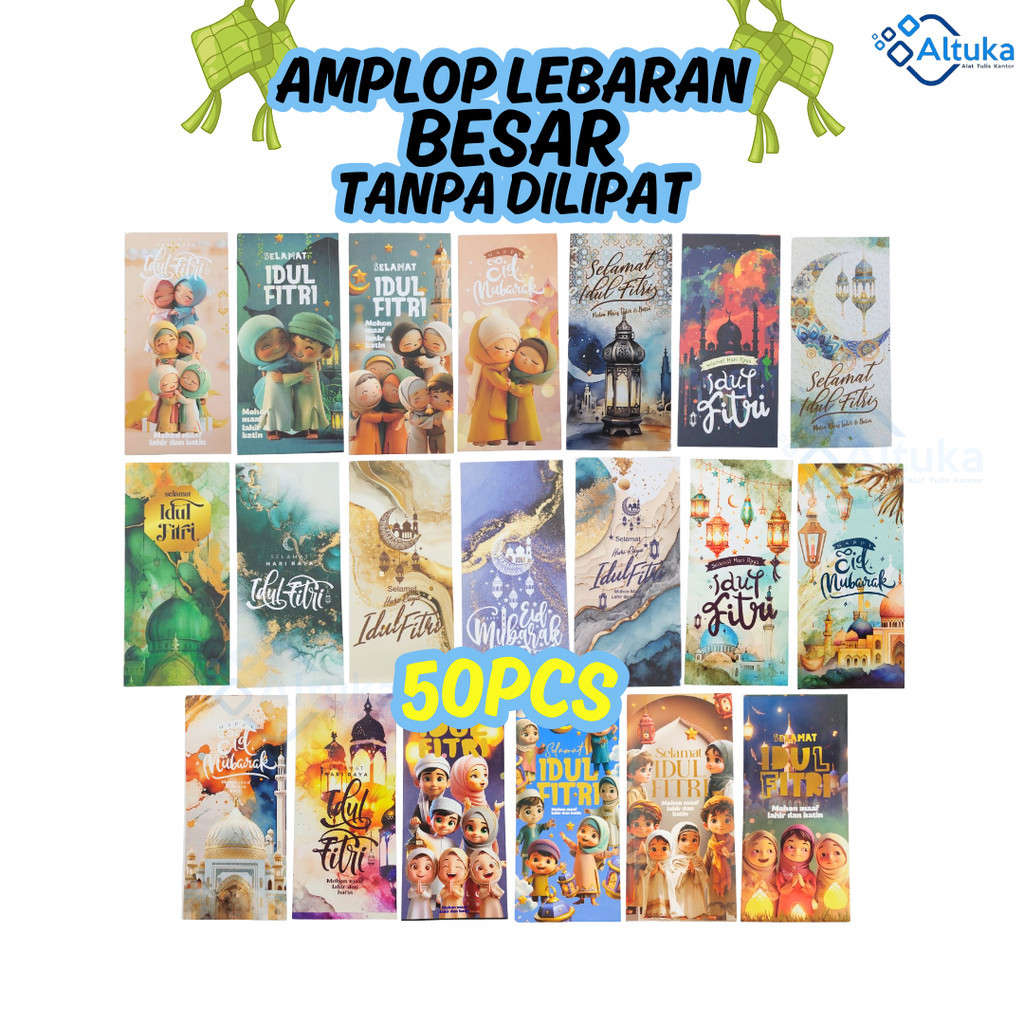 

(50 pcs) Amplop Lebaran / Amplop Idul Fitri / Angpao Lebaran Besar Unik Lucu Funcy Motif MIX