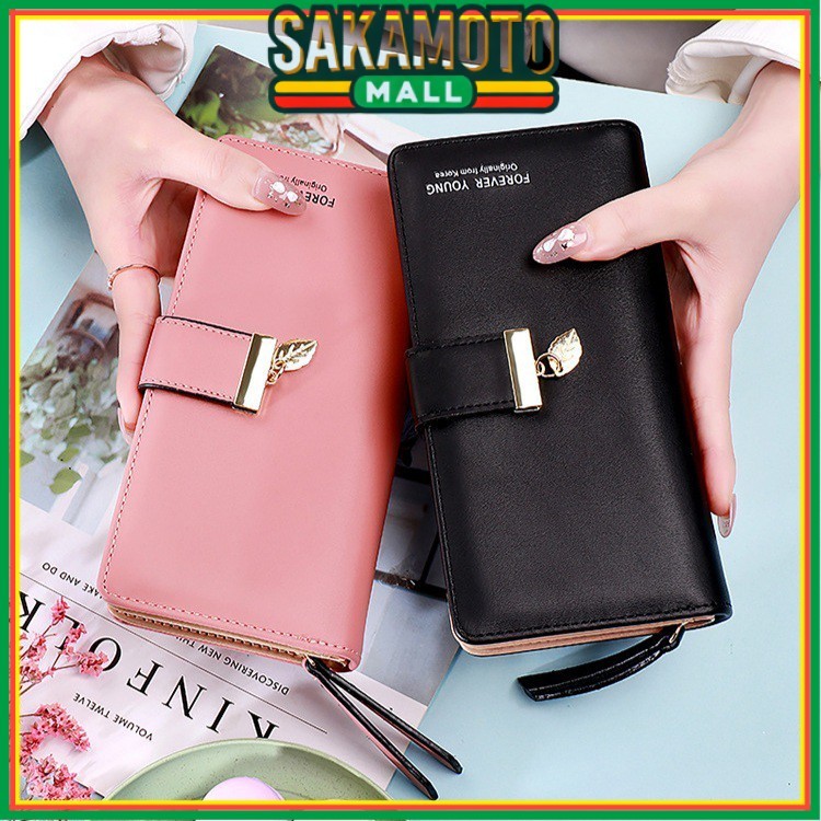 DOMPET PANJANG WANITA KOREA KULIT PREMIUM MEWAH DAUN FASHION SCALY MURAH LIPAT ABG BATAM ORI
