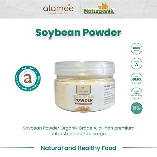 

ALAMEE Soy Milk Bean Powder PREMIUM Bubuk Susu Kacang Kedelai Murni Tinggi Protein Tanpa Gula 125gr Naturganik