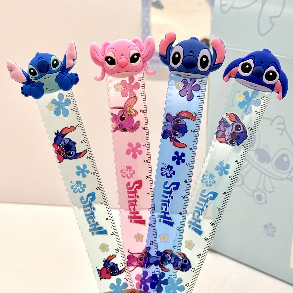 

2pcs Disney Cartoon Soft Rubber Stitch 15cm Ruler Student School Stationery Supplies Kawaii Children's Girls Reward Gifts