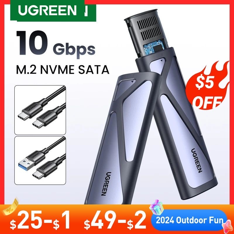 UGREEN M2 SSD Case NVME SATA Dual Protocol M.2 to USB Type C 3.1 SSD Adapter for NVME PCIE NGFF SATA