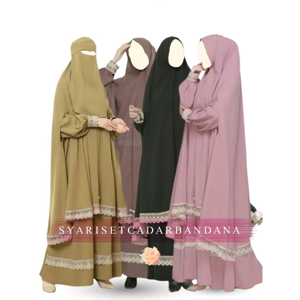 Gamis Jumbo Malaika Syari Orii Qiara Gamis Set Syari Cadar Niqob Cadar - Baju Gamis muslim wanita te