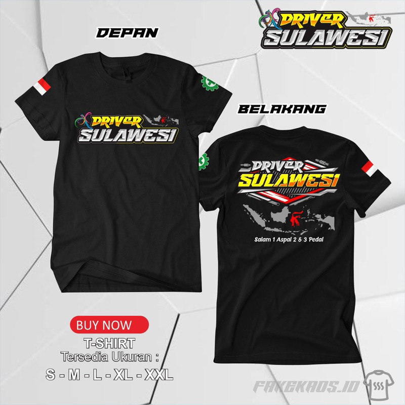 DTF | Kaos Driver Sulawesi Tshirt Unisex | Kaos Driver Muda | Baju Sulawesi - Free Sticker