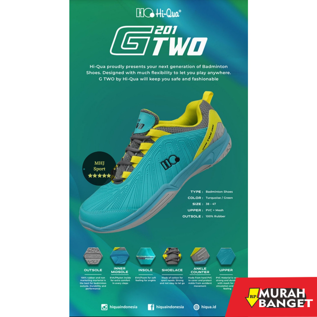 Sepatu olahraga- SALE Sepatu Badminton HiQua Hi Qua G2 Generation Gen G Two Original
