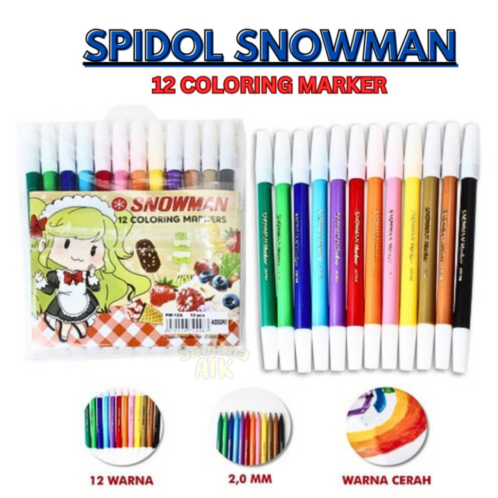 

Spidol Mewarnai 12 Warna / 12 Coloring Marker Snowman