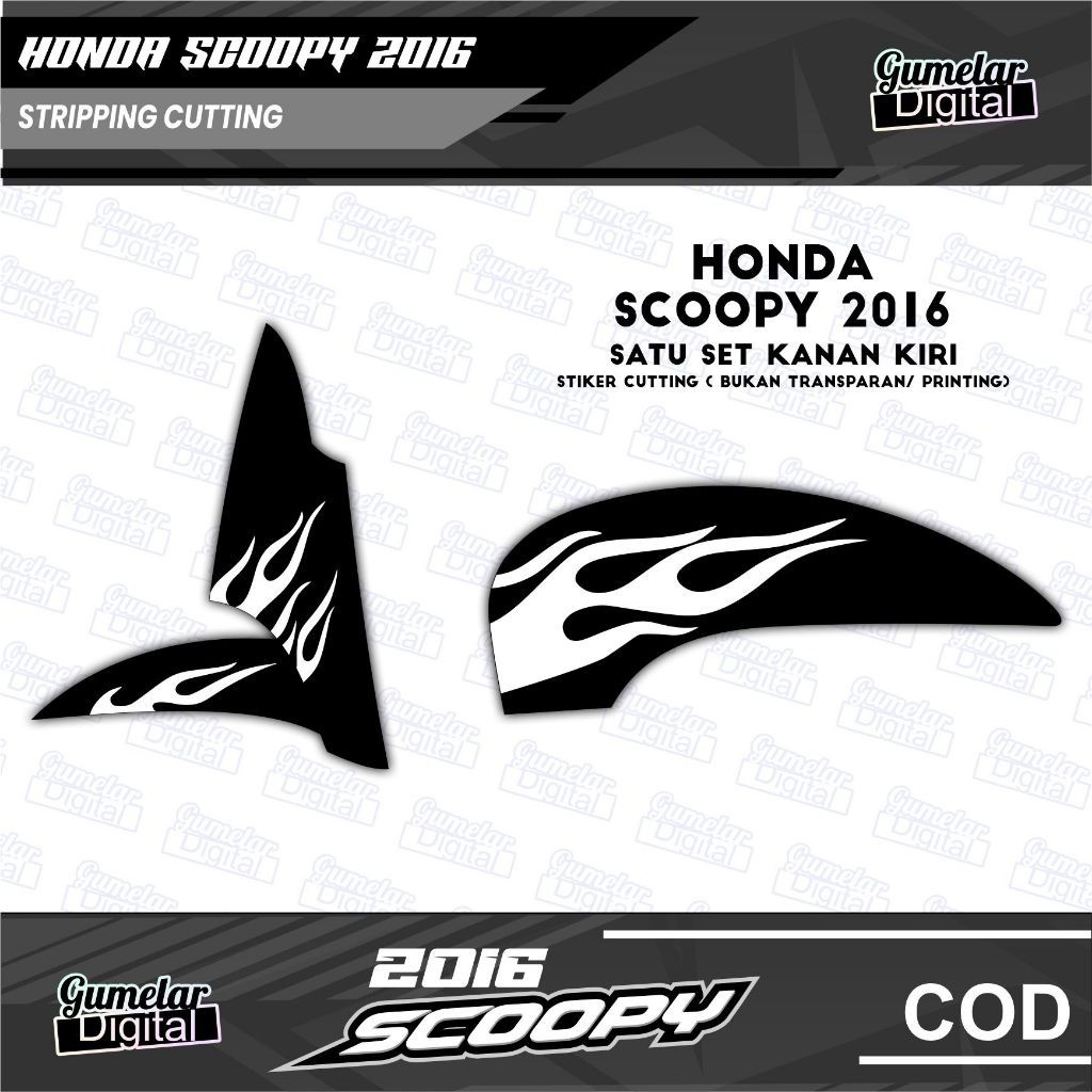 CUTTING STIKER STRIPING HONDA SCOOPY 2016 DESIGN API HOT WHEELS