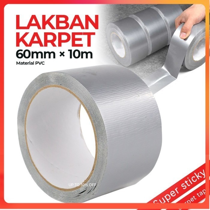 

Lakban Karpet Super Sticky Cloth Floor Duct Tape 10M 60 mm - Silver