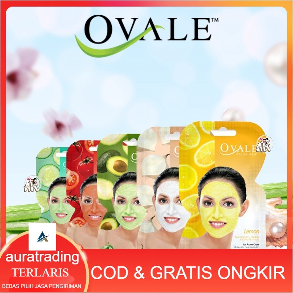 OVALE FACIAL MASK 15G MASKER WAJAH Sachet Lemon Avocado Alpukat Cucumber Timun Yam Bean Bengkoang MU