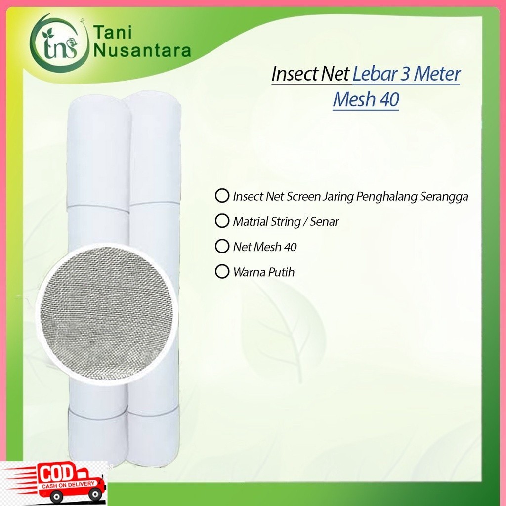 Insect Net Screen Net Kelambu - Jaring Penghalang Serangga - Lebar 3 Meter - Mesh 40