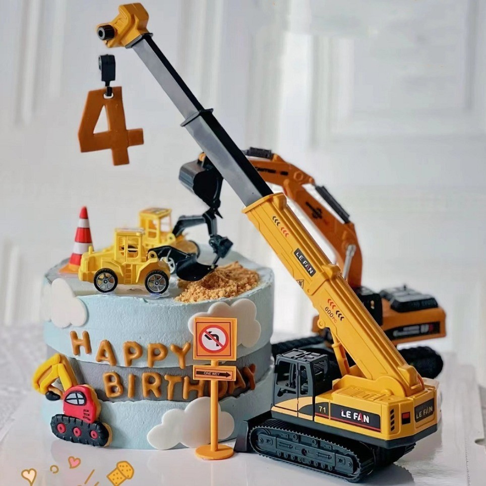 TOPPER KUE TUSUKAN KERTAS TOPPER DEKORASI CAKE KUE ULANG TAHUN TRUK EXCAVATOR BOLDUSER TRUCK