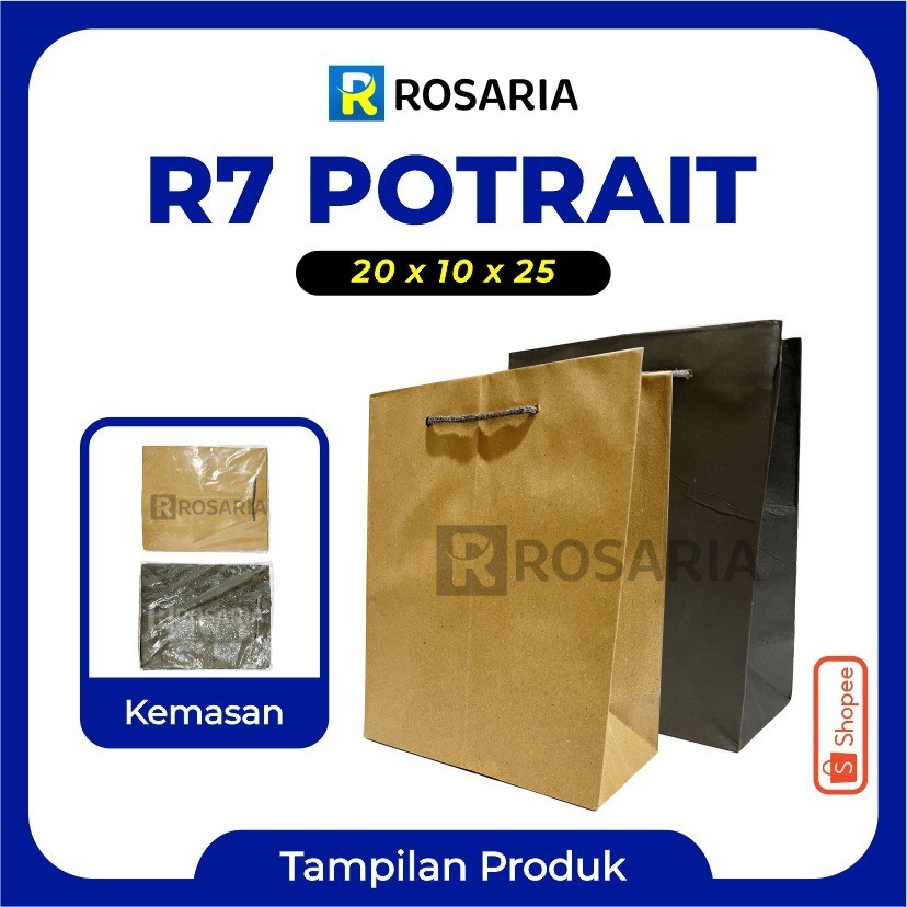 

TAS KERTAS R7 POTRAIT 20x10x25 COKLAT, HITAM Merk AREMA PaperBag Polos Kraft Souvenir Hajatan Kado Hampers Lusinan
