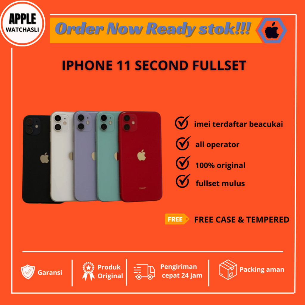 promo spesial iPhone 11 64GB 128GB 256GB Bekas Fullset Second Original Like New Black Red Yellow White Purple Green