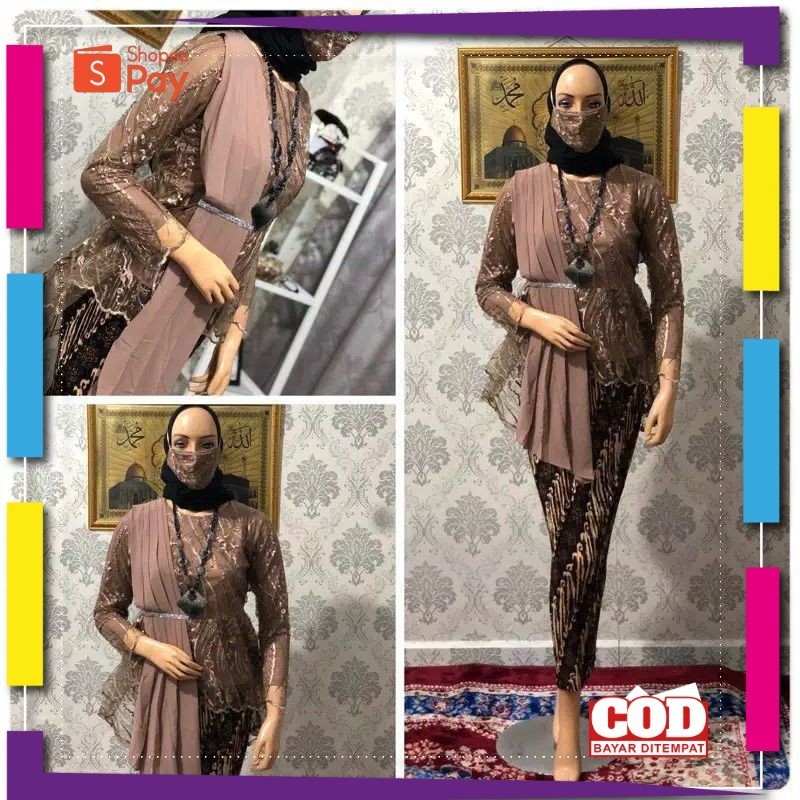 KAIN LEMBUT HALUS ADEM TEBAL / COD √ SETELAN KEBAYA MODERN SELENDANG/KEBAYA WISUDA/KEBAYA BRUKAT/BAJ
