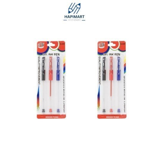 

Set Pulpen Isi 3 Gel Tinta Pena 0.5 Mm Gel Pena Hitam Merah Biru Kantor Alat Tulis Pena
