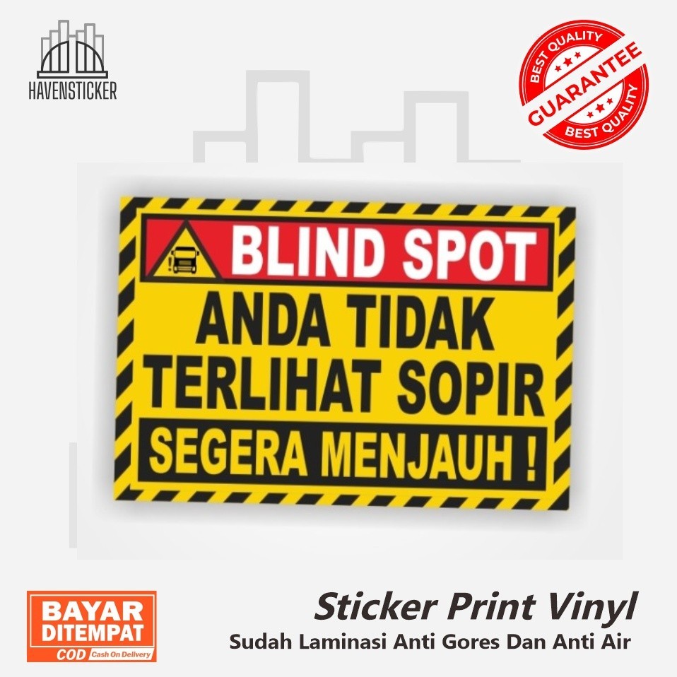 

Stiker Vinyl print Blind Spot / Stiker Keselamatan Lalu Lintas / Stiker Truk sudah laminasi anti air