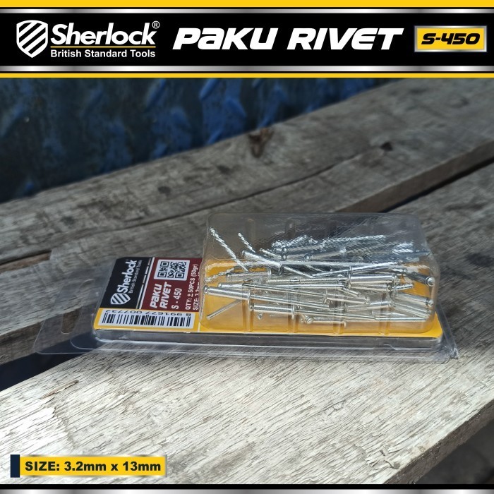 Paku Rivet Sherlock S - 450 size 3,2 mm x 13 mm (isi +/- 50 pcs)