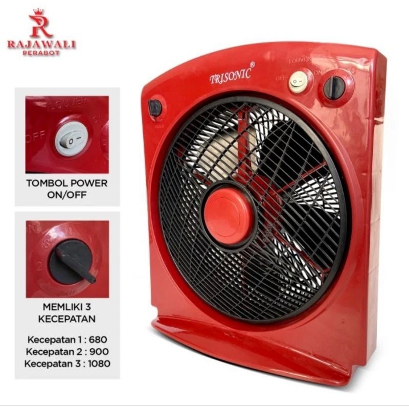 KIPAS ANGIN KOTAK / BOX FAN 12 INCH TRISONIC ANGIN KENCANG ADA FITUR TIMER
