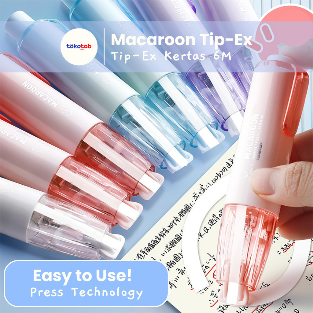 

Tokotab - Press Correction Tip Ex Kertas 6M Macaroon Tip X Cetek Mekanik Pastel Kertas Roll / Correction Tape Tip-Ex Aesthetic Lucu