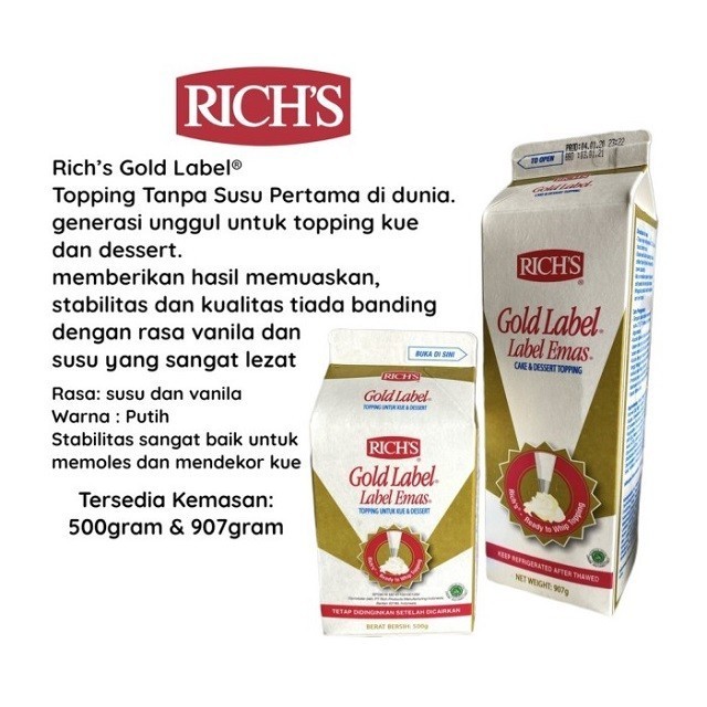 

Rich Richs Gold Label Whipping Cream Cair 907 Gram