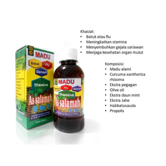 

madu batuk, flu, dan demam as salamah 8 in 1
