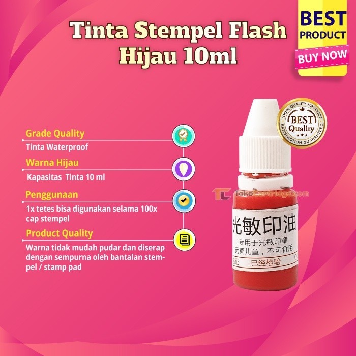 

Tinta Stempel Flash 10ml, Refill Stamp Ink Waterproof Hitam 10 Ml 7 colour Black, Blue, Red, Pink, Orange, Green, Purple