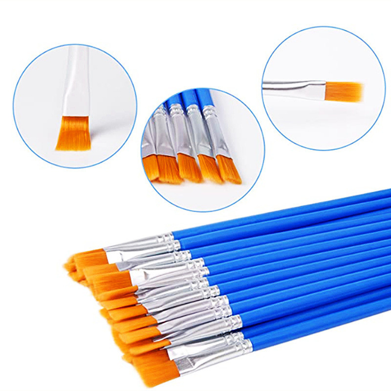 

MIGU 50 Pcs Kuas Lukis Flat Kuas Nylon Datar Paint By Number Kuas Round