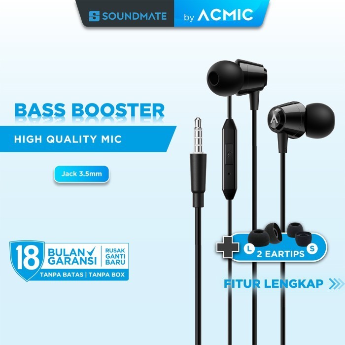 promo ✨ -ACMIC BASIC In-Ear Headset Earphone Earbuds Headphone Stereo Mic - Headset Jack