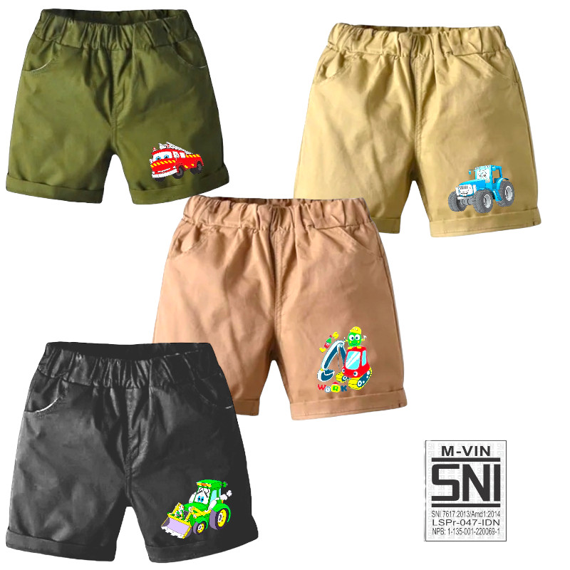 Malvin Celana Pendek Anak Laki-laki Karakter MOBIL / Celana Pendek Chino Anak Laki-laki motif MOBIL 