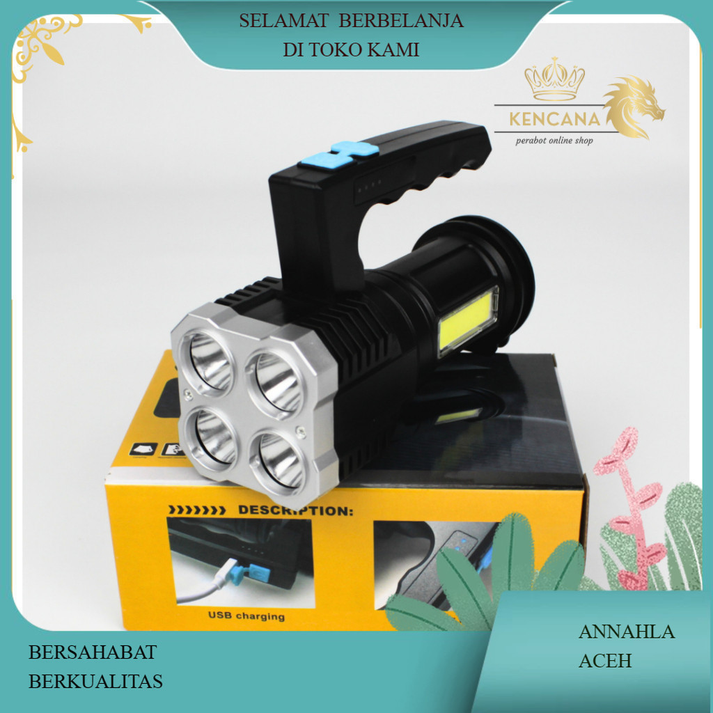 (ANL)Senter LED 4 Mata / Senter LED Chargeable / Senter Cas LED